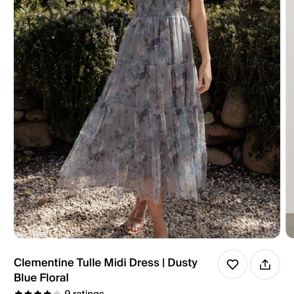 Tulle Midi Dress - Dusty Blue Floral